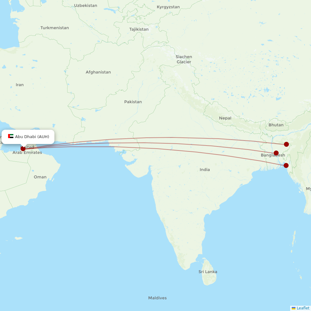 Biman Bangladesh Airlines at AUH route map