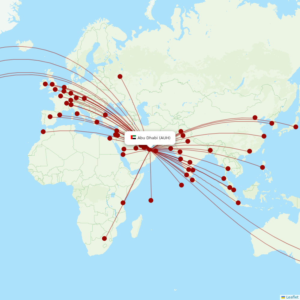 Etihad Airways at AUH route map