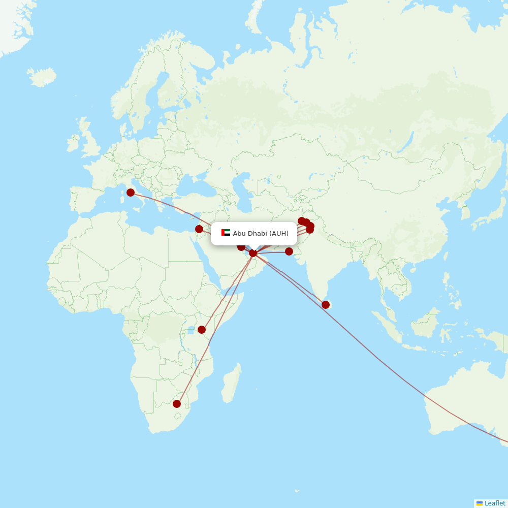 Pakistan International Airlines at AUH route map