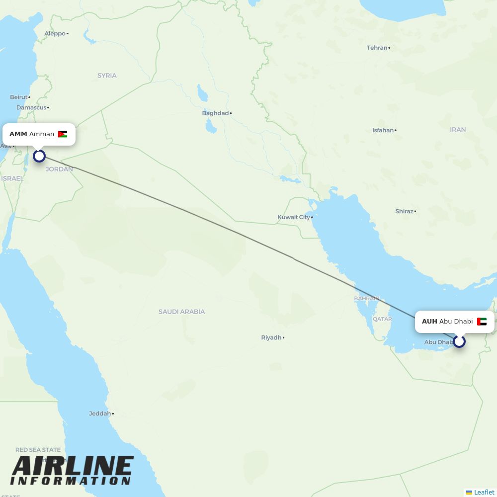Royal Jordanian routes from AUH