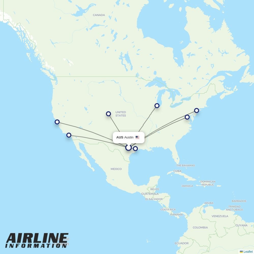 United routes from AUS