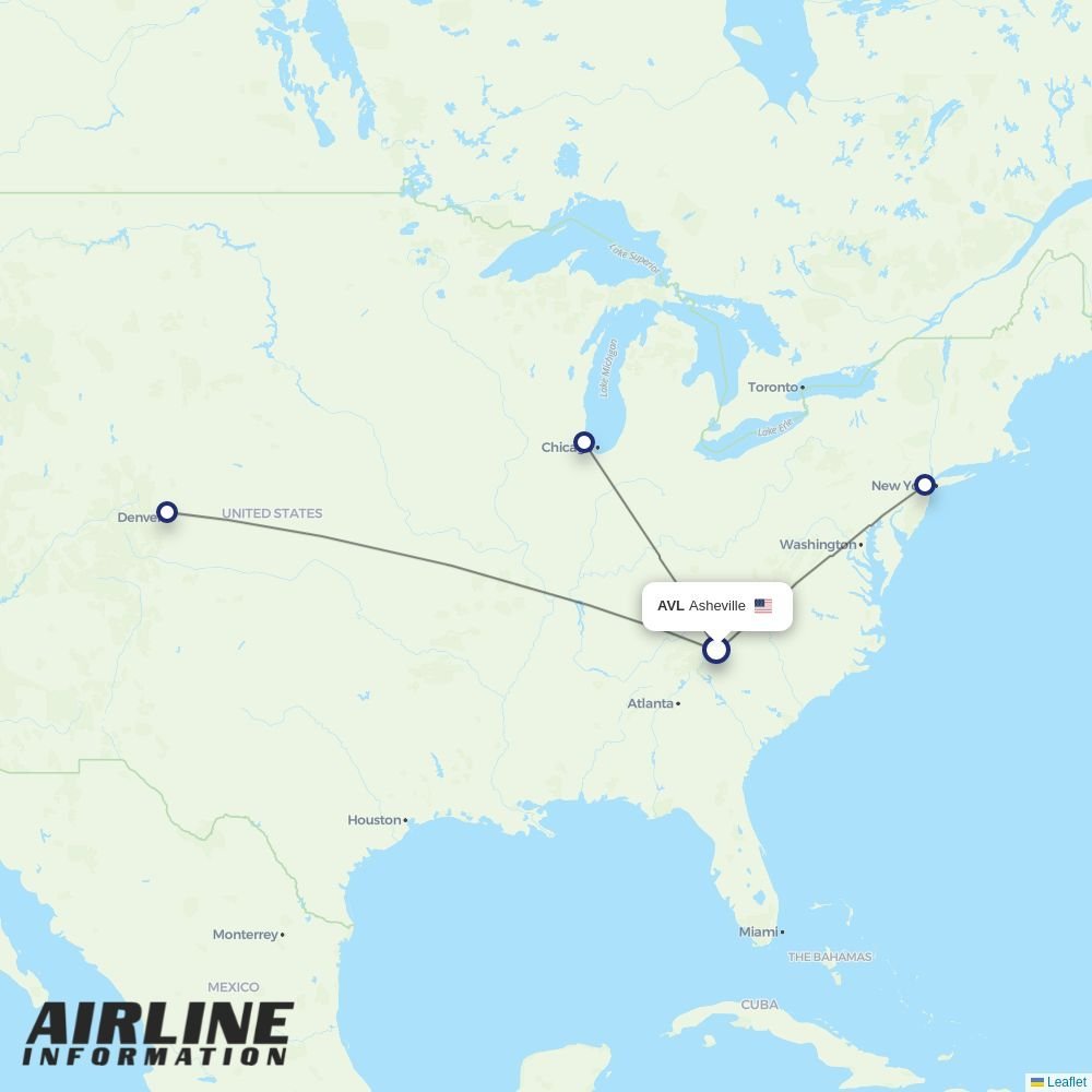 United routes from AVL