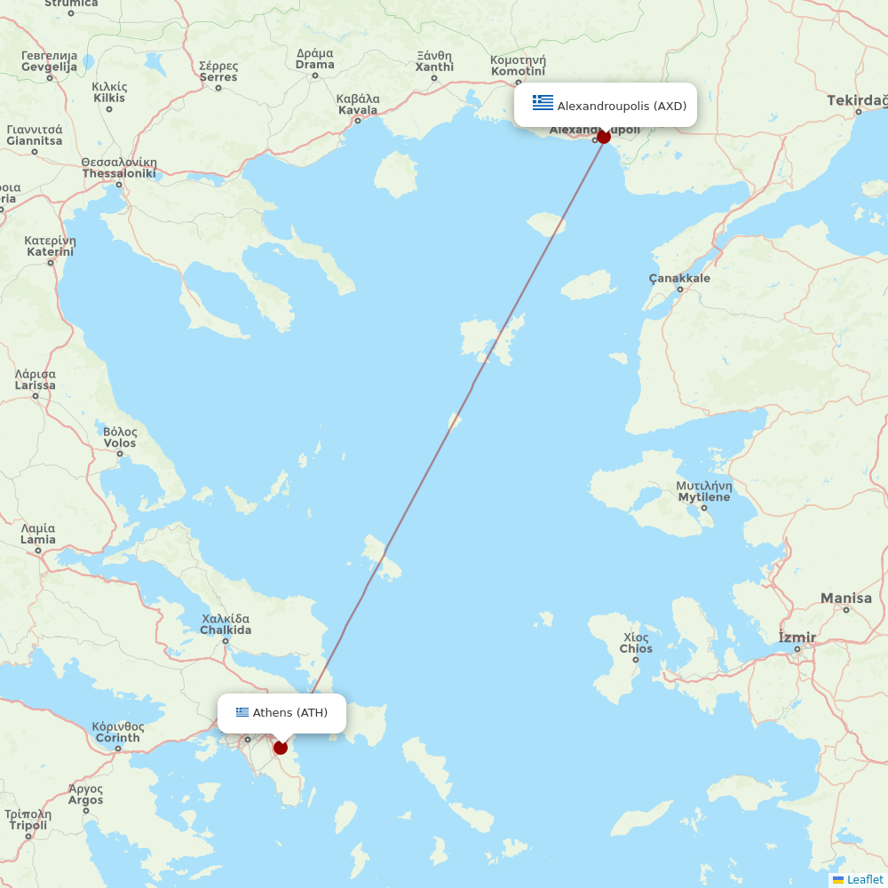 Aegean Airlines at AXD route map