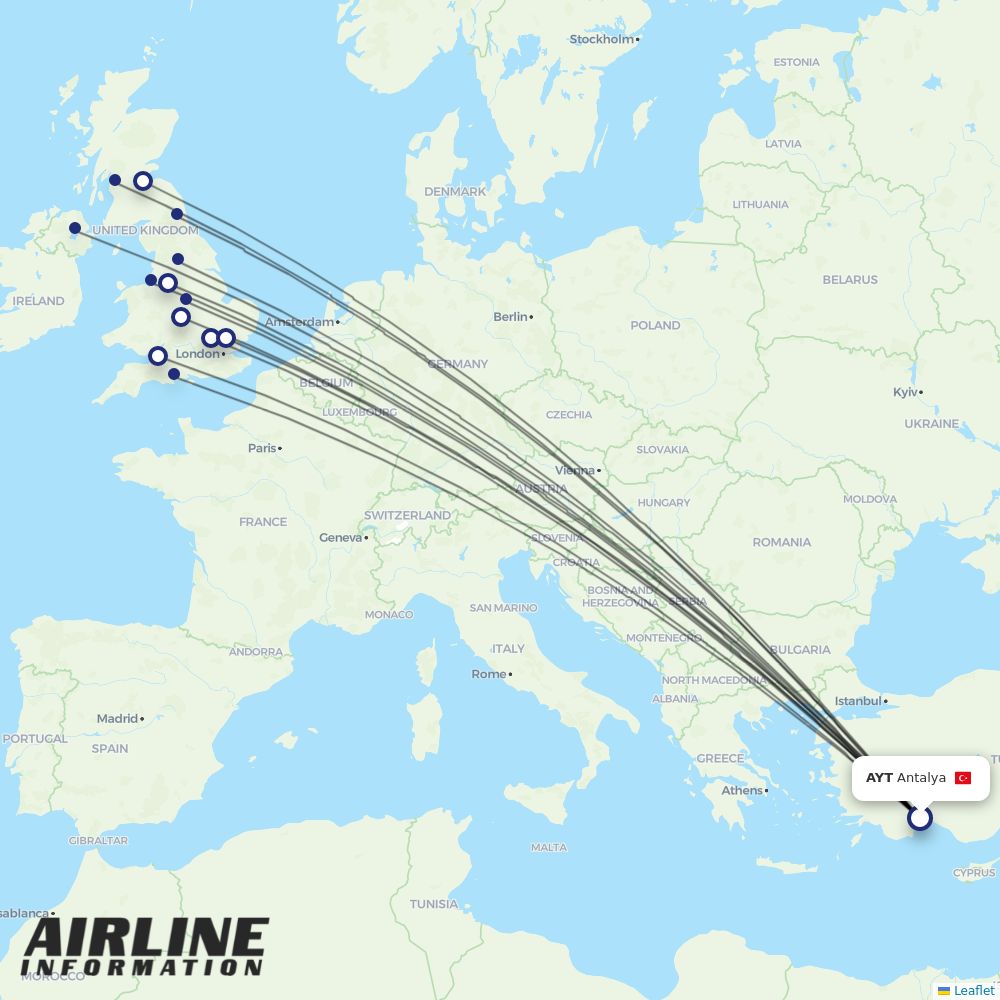 Jet2 routes from AYT
