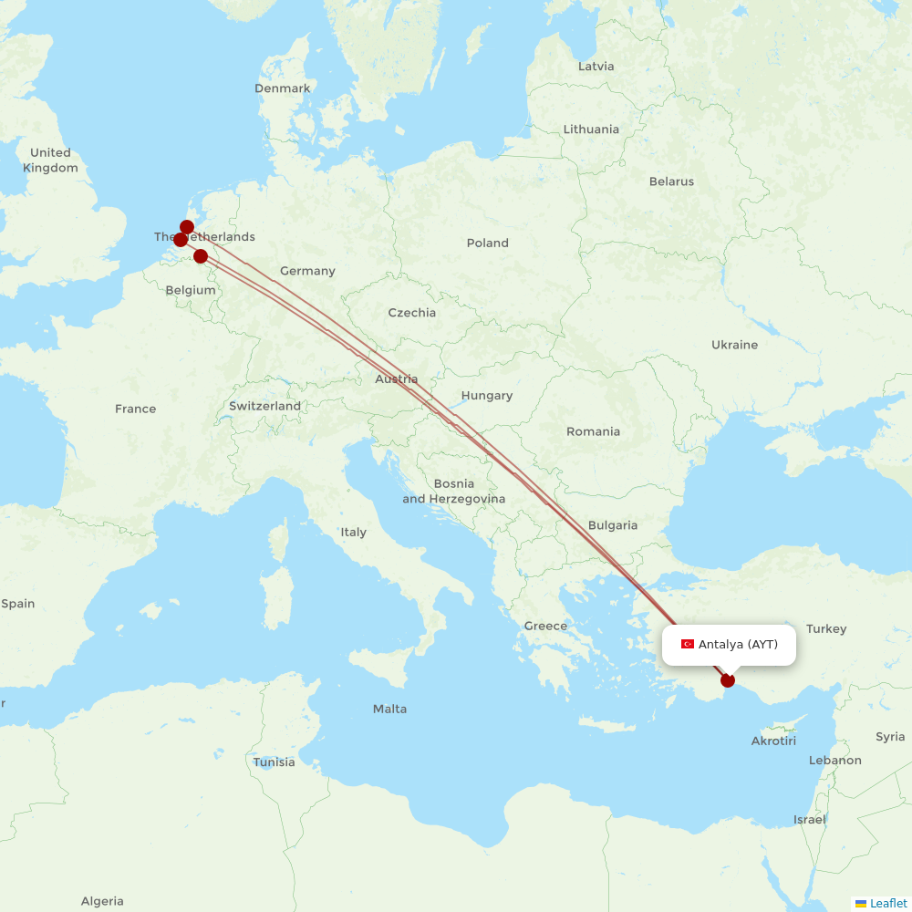 TUIfly Netherlands at AYT route map