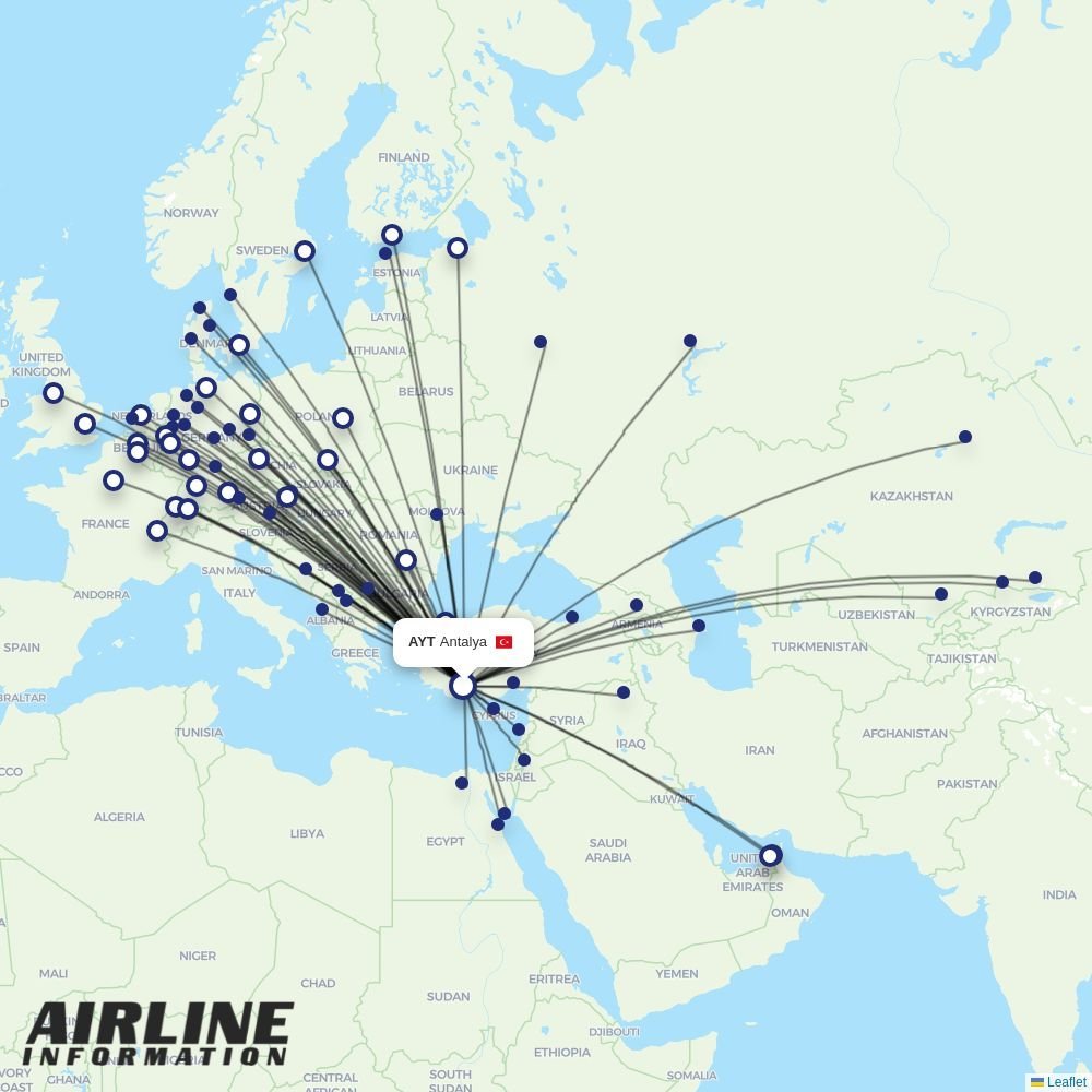 Pegasus routes from AYT