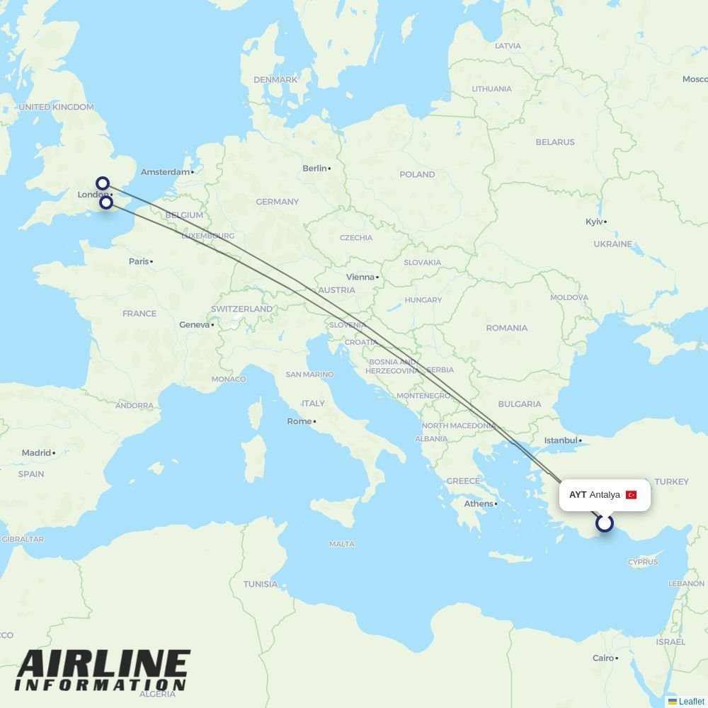 Wizz Air UK routes from AYT