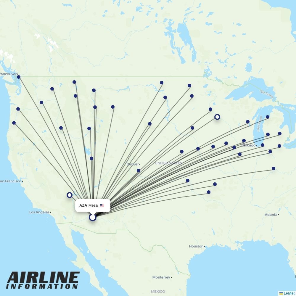 Allegiant routes from AZA