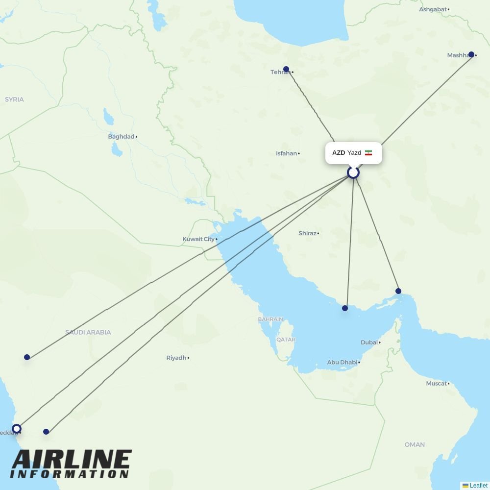 Iran Air routes from AZD