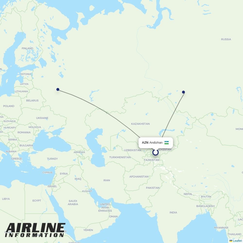 Uzbekistan Airways routes from AZN