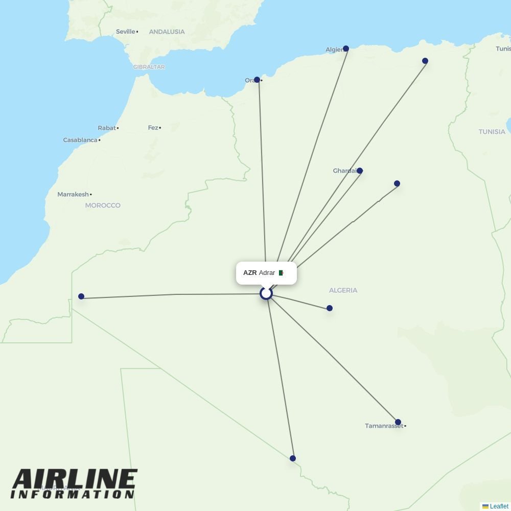 Tassili Airlines routes from AZR