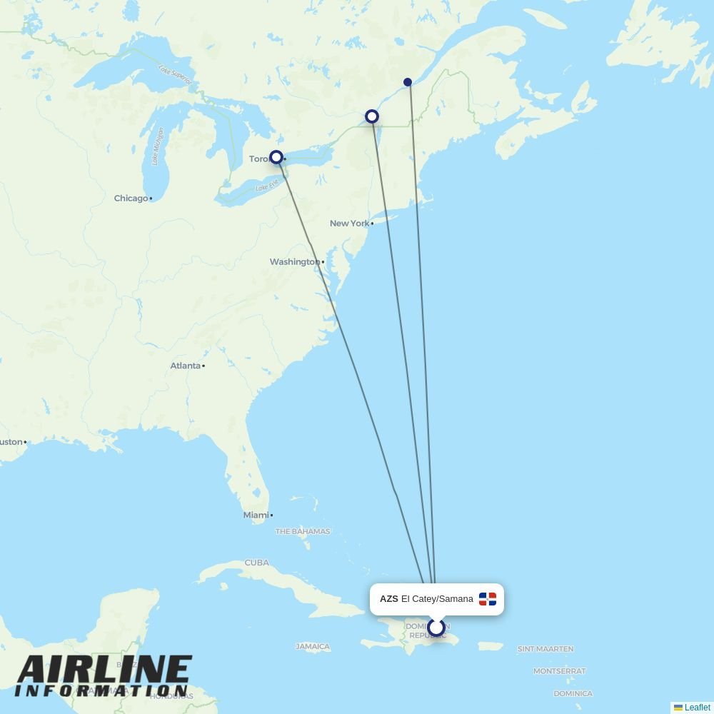 Air Canada routes from AZS