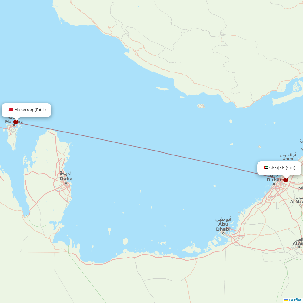 Air Arabia at BAH route map