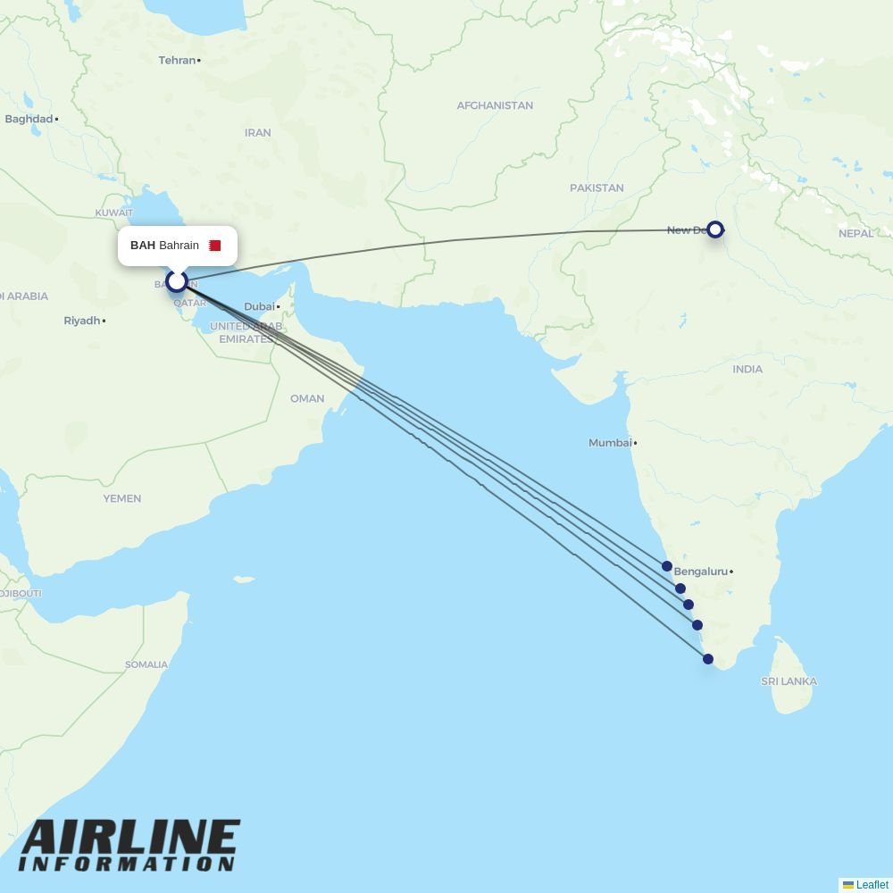 Air India Express routes from BAH