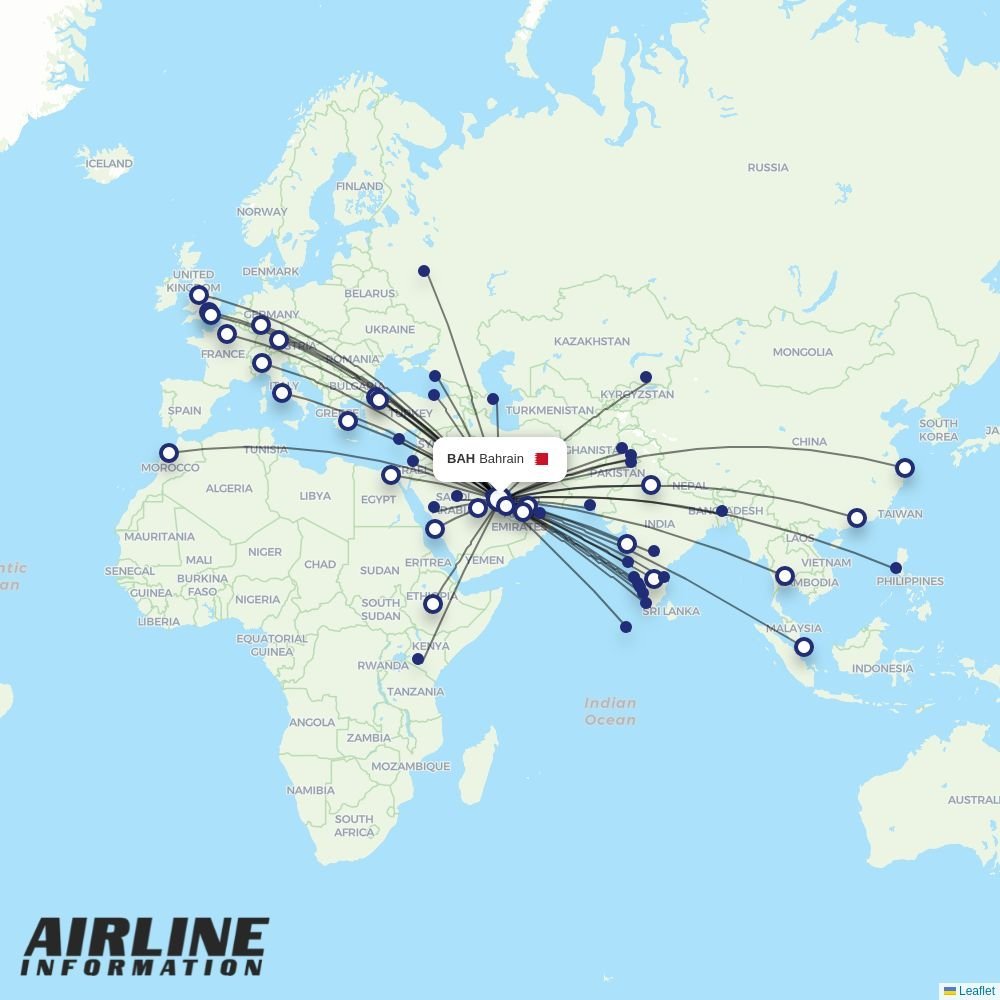 Saudia routes from BAH