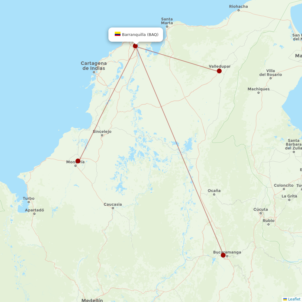 EasyFly at BAQ route map