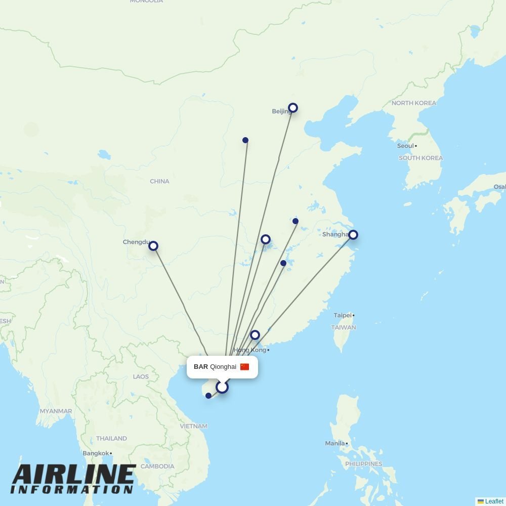 Hainan Airlines routes from BAR