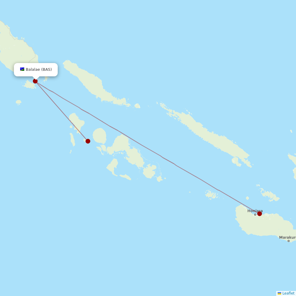 Solomon Airlines at BAS route map