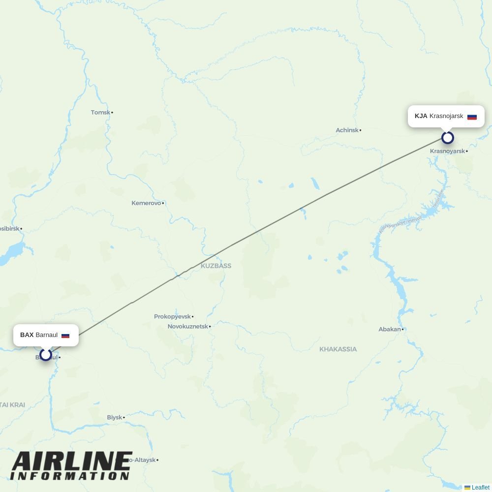 KrasAvia routes from BAX