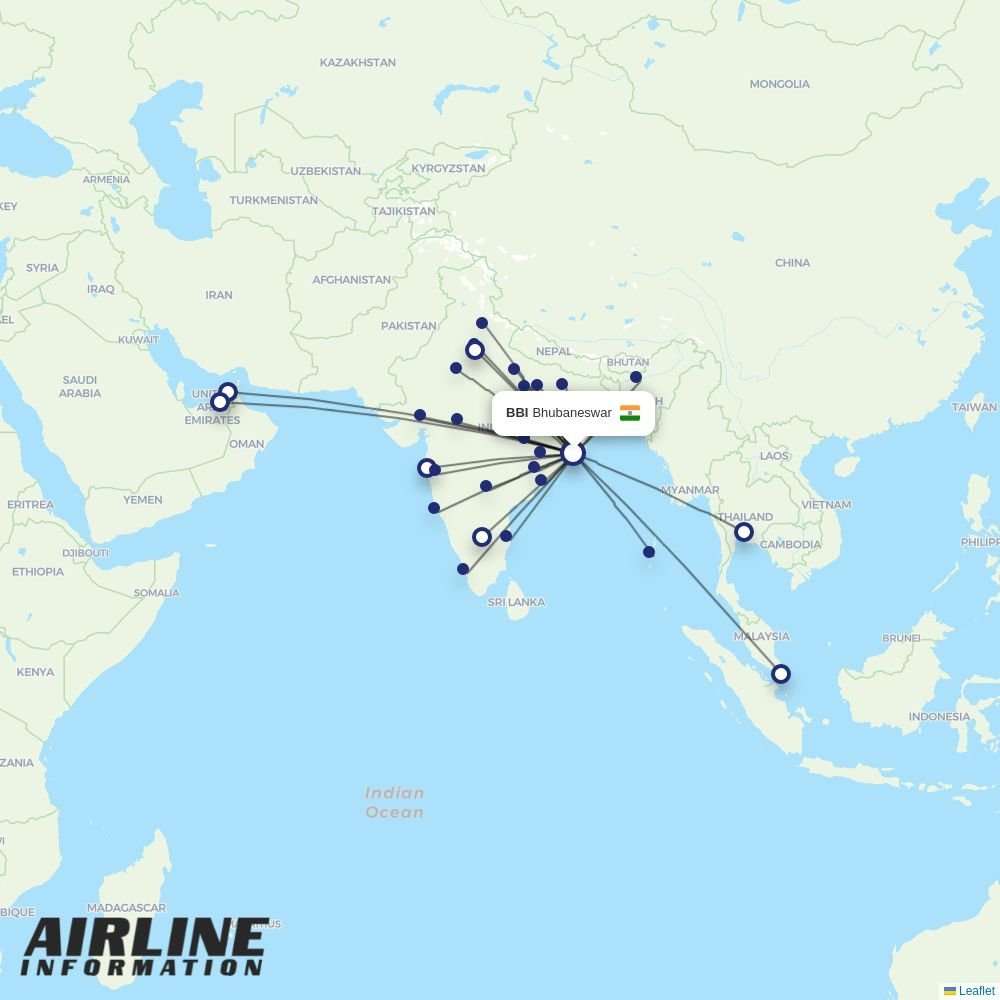 IndiGo routes from BBI