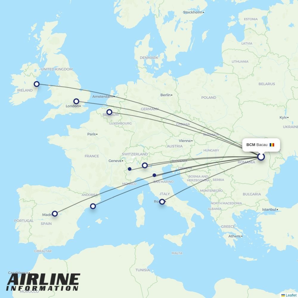 Dan Air routes from BCM
