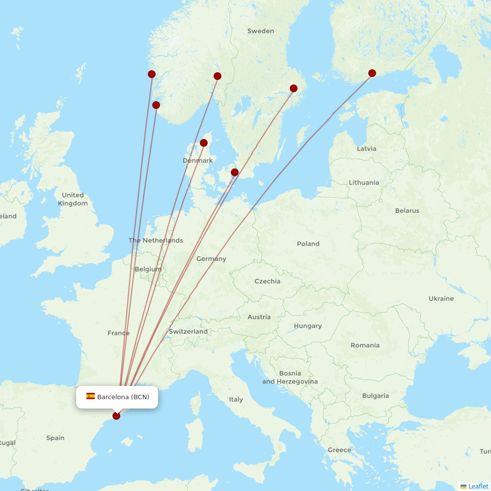 Norwegian Air Intl at BCN route map