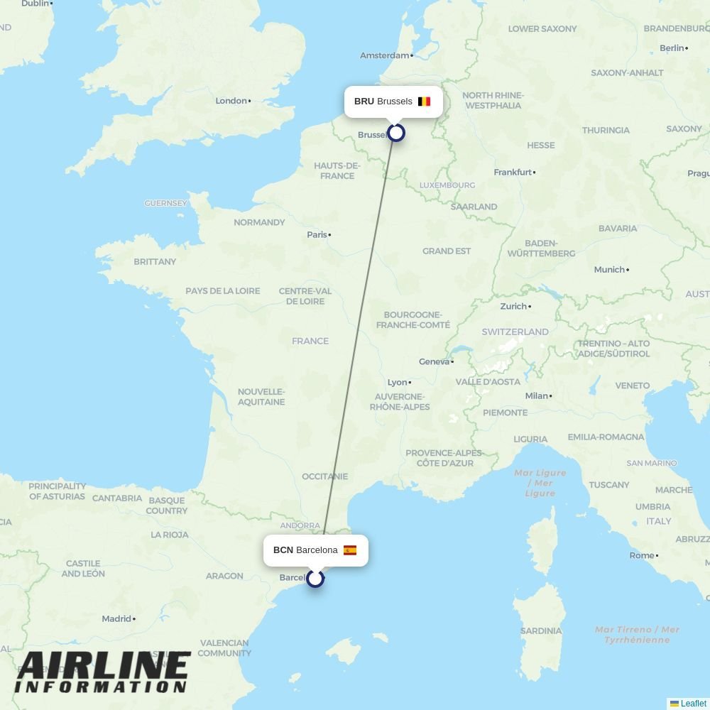 Brussels Airlines routes from BCN