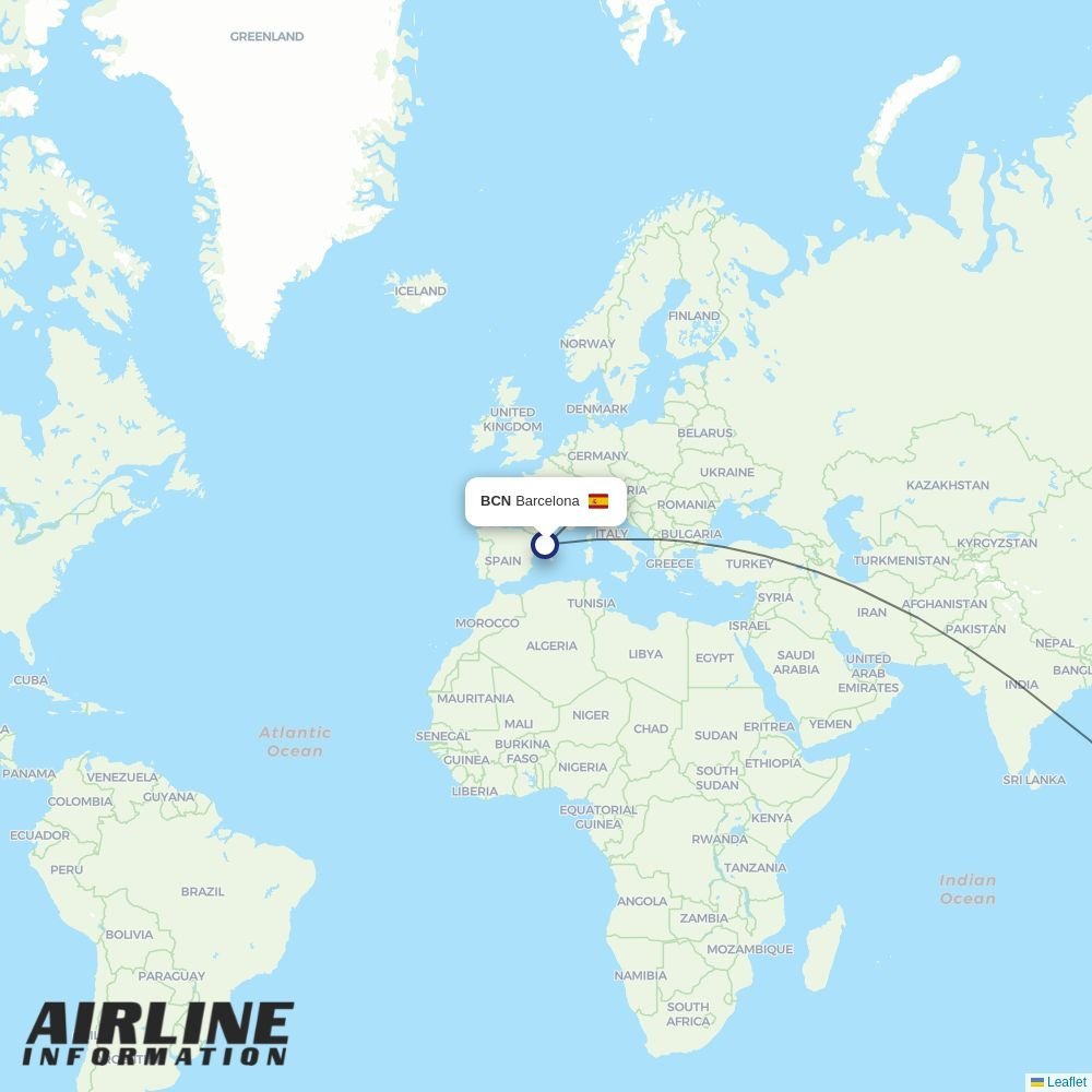 Singapore Airlines routes from BCN