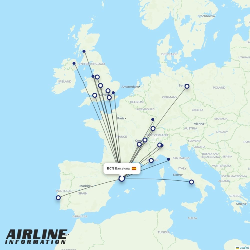 easyJet routes from BCN