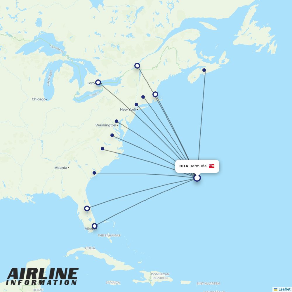 BermudAir routes from BDA