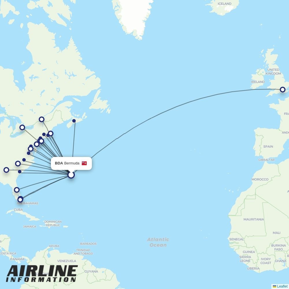 American Airlines routes from BDA