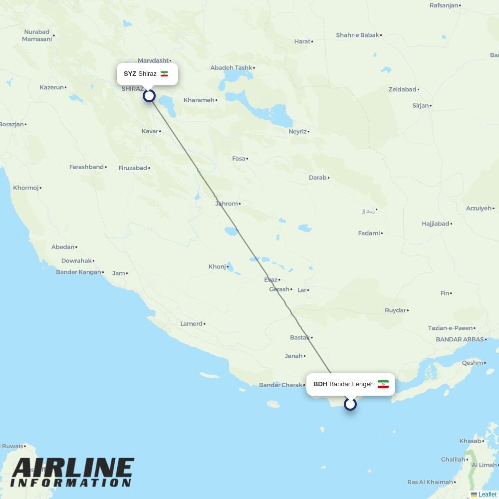 Iran Air routes from BDH