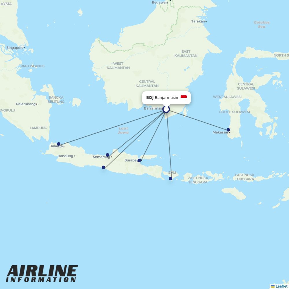 Lion Air routes from BDJ
