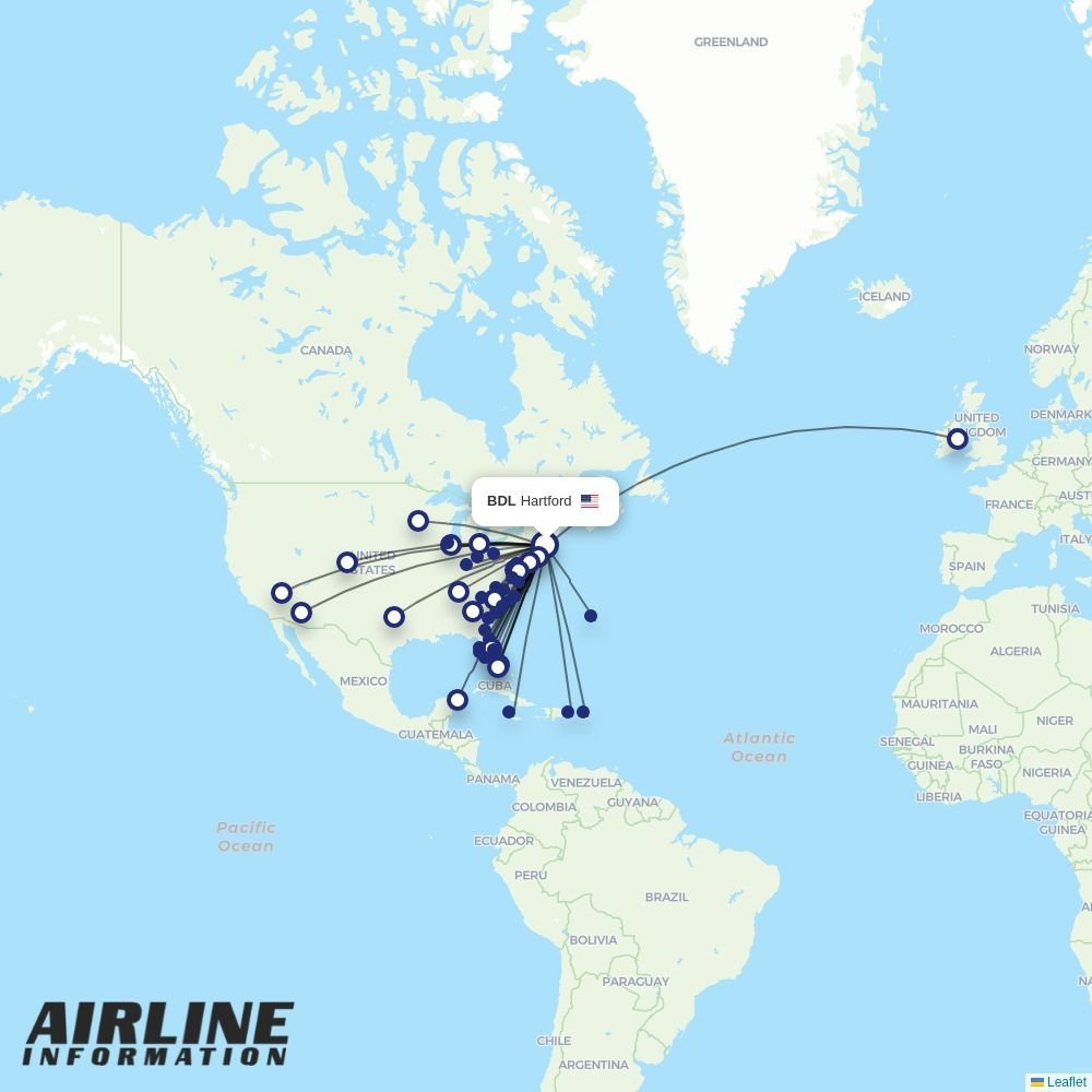 American Airlines routes from BDL