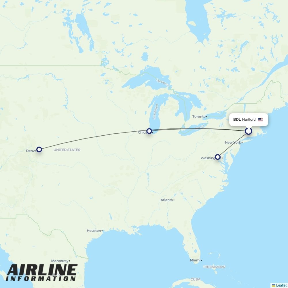 United routes from BDL