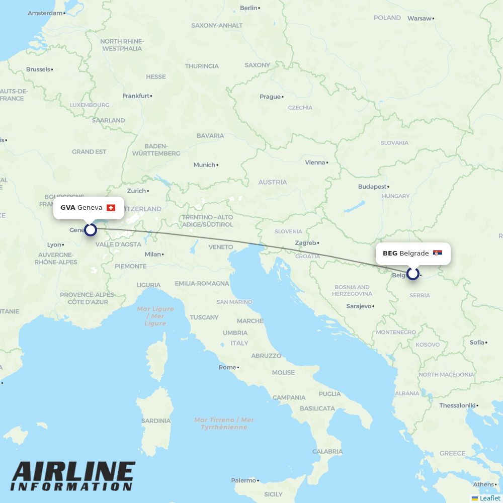 easyJet routes from BEG