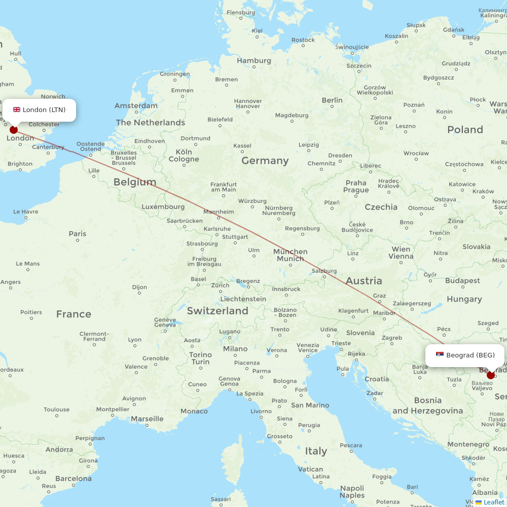 Wizz Air UK at BEG route map
