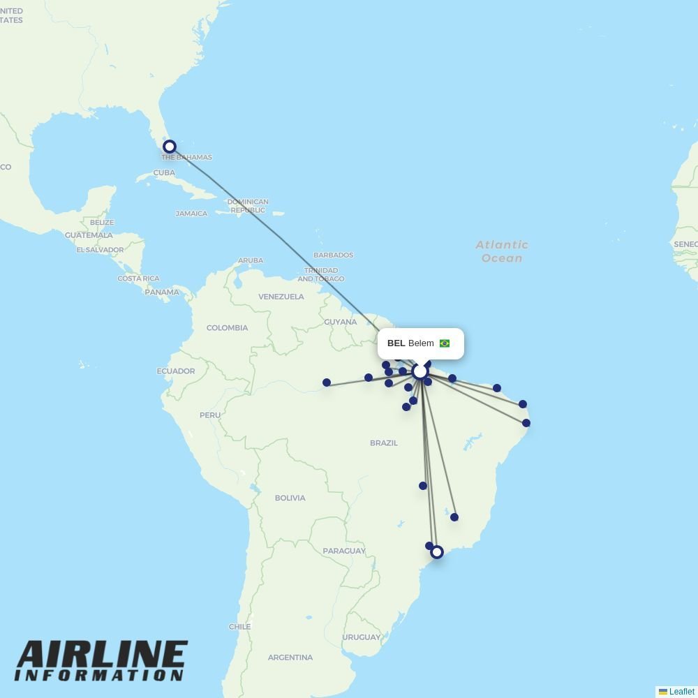 Azul routes from BEL