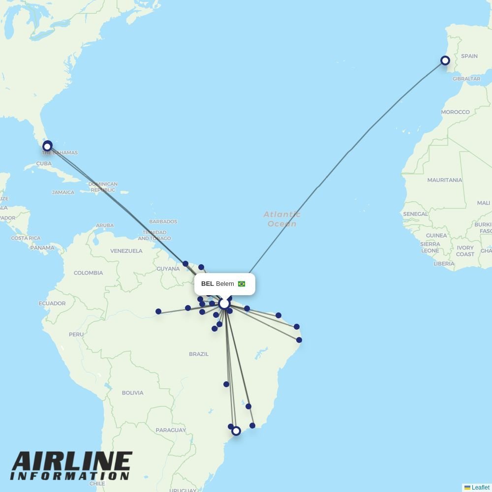 Gol routes from BEL