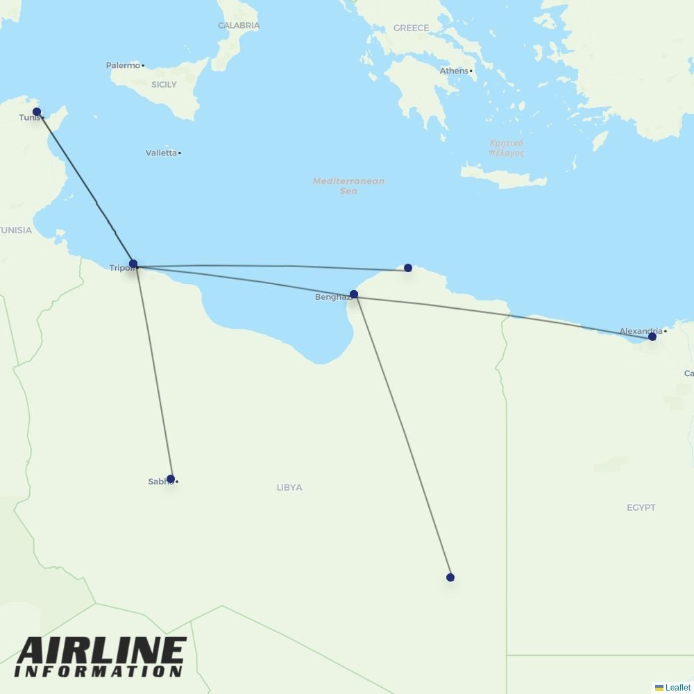 Buraq Air routes from BEN