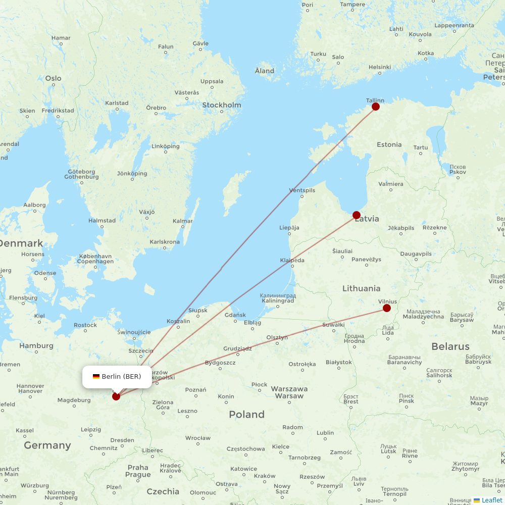 Air Baltic at BER route map