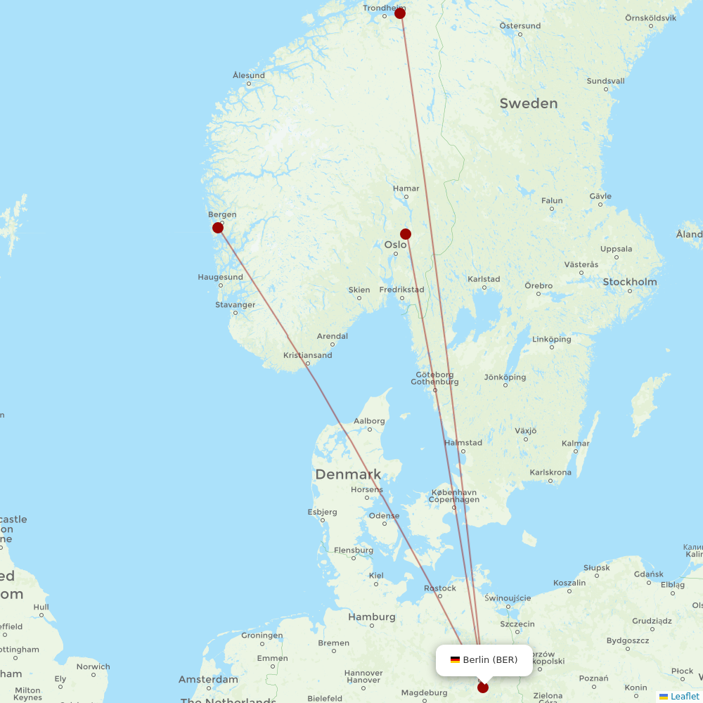 Norwegian Air at BER route map