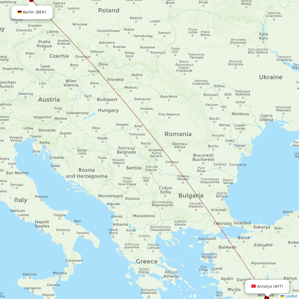 Freebird Airlines at BER route map