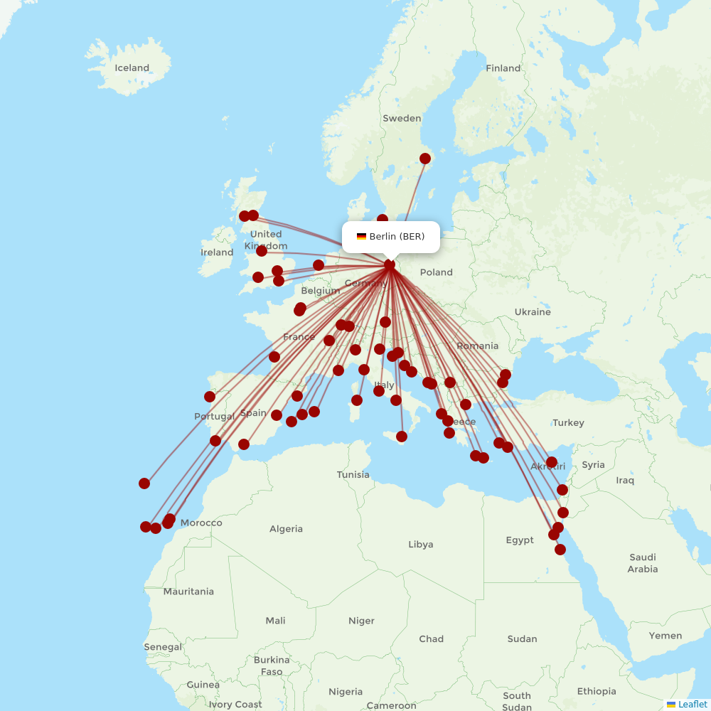 easyJet at BER route map