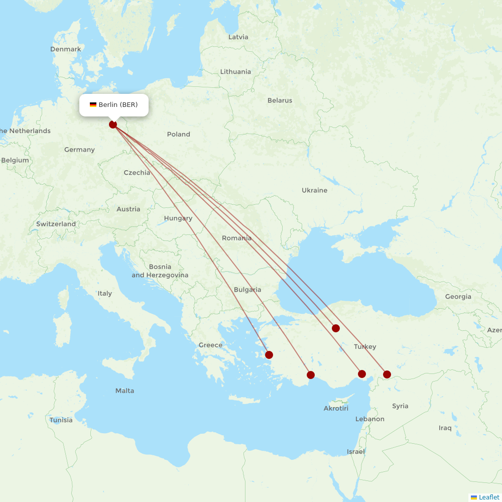 SunExpress at BER route map