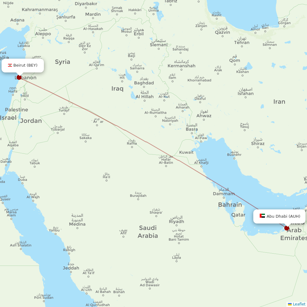 Air Arabia Abu Dhabi at BEY route map