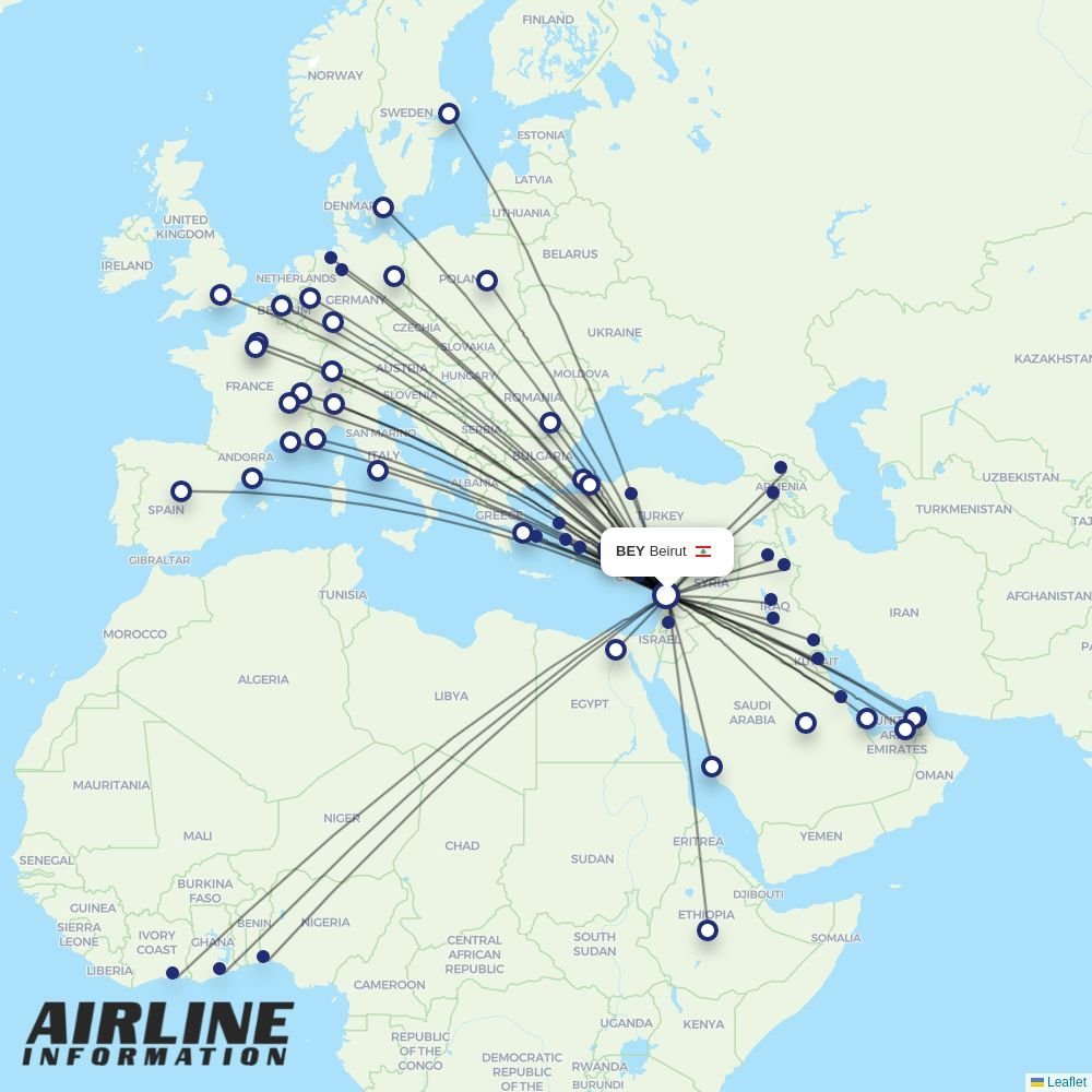 SAS routes from BEY