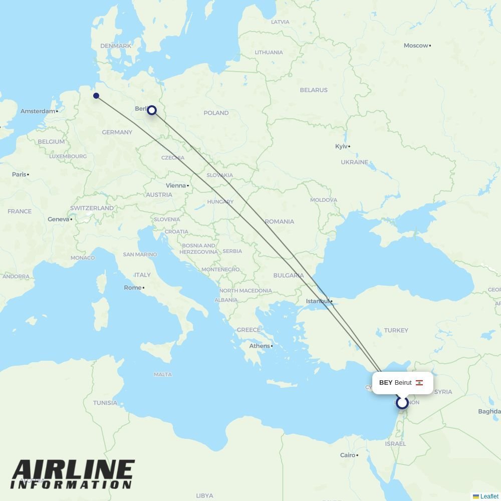 Sundair routes from BEY