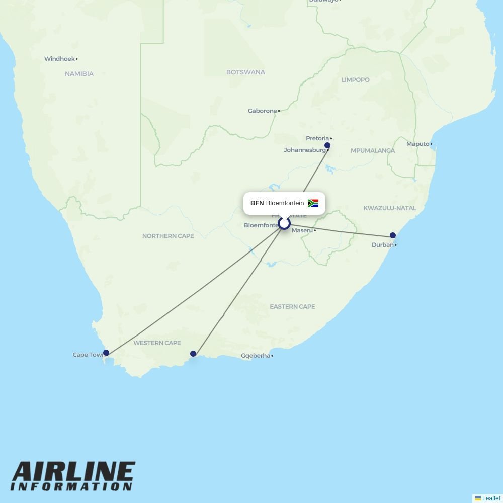 Airlink routes from BFN