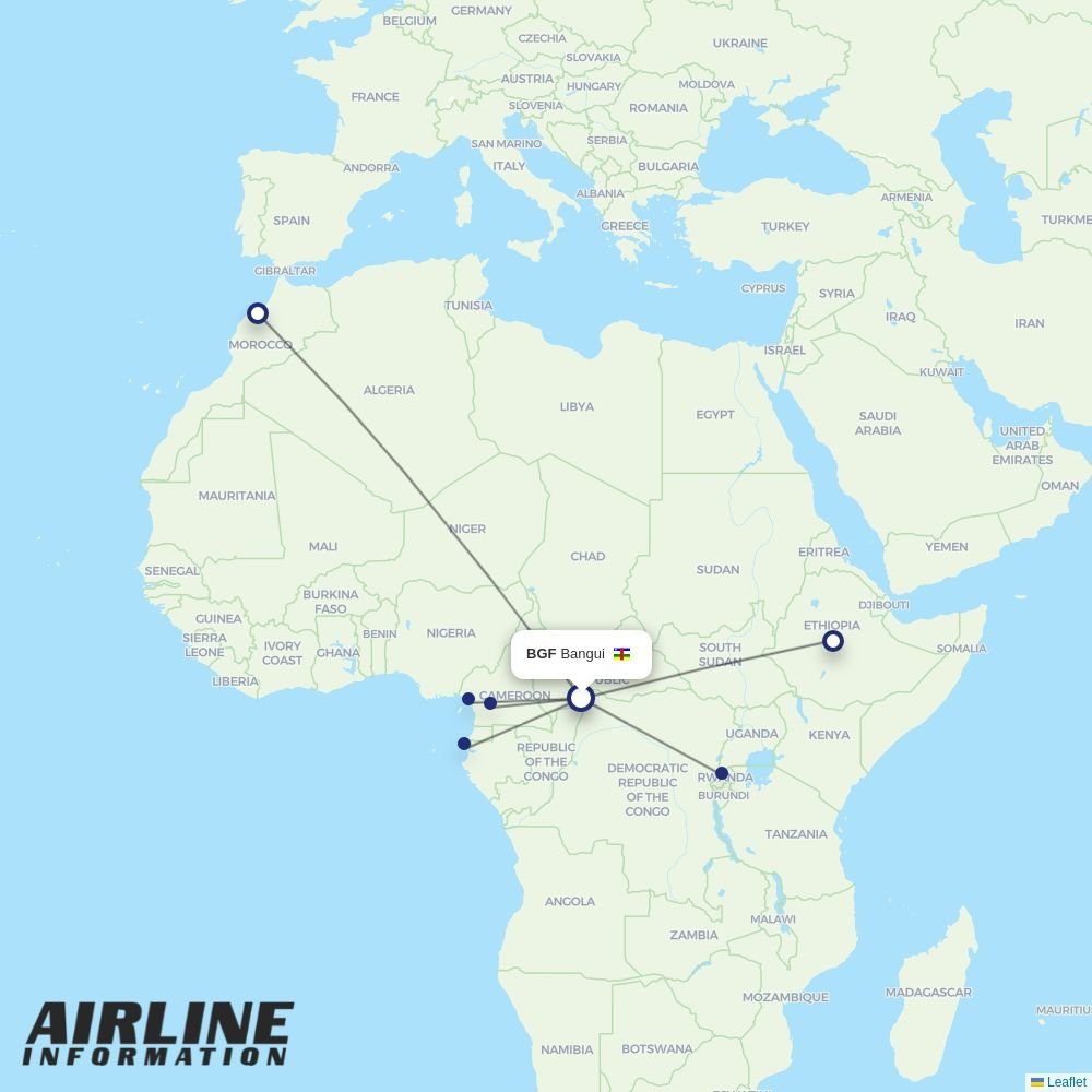 ASKY Airlines routes from BGF